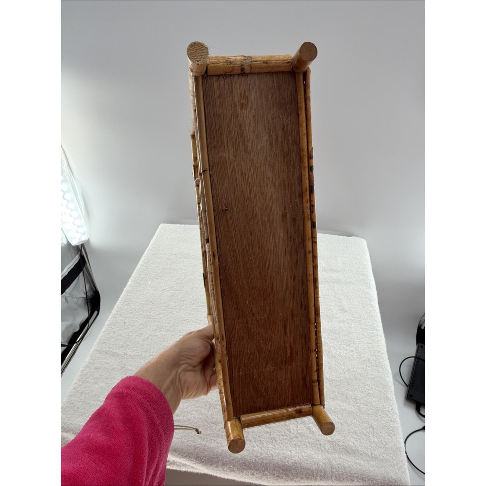 Vintge rattan bamboo hanging wall shelf/freestanding shelf 13"x13"x3" - Picture 7 of 7